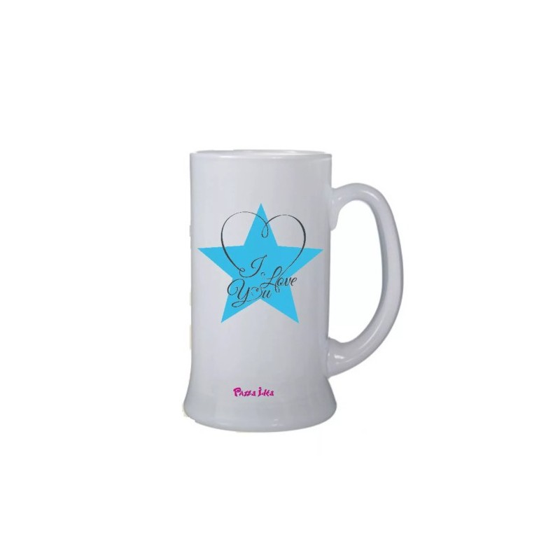 Boccale birra bicchiere scritta i love you stella idea regalo san valentino