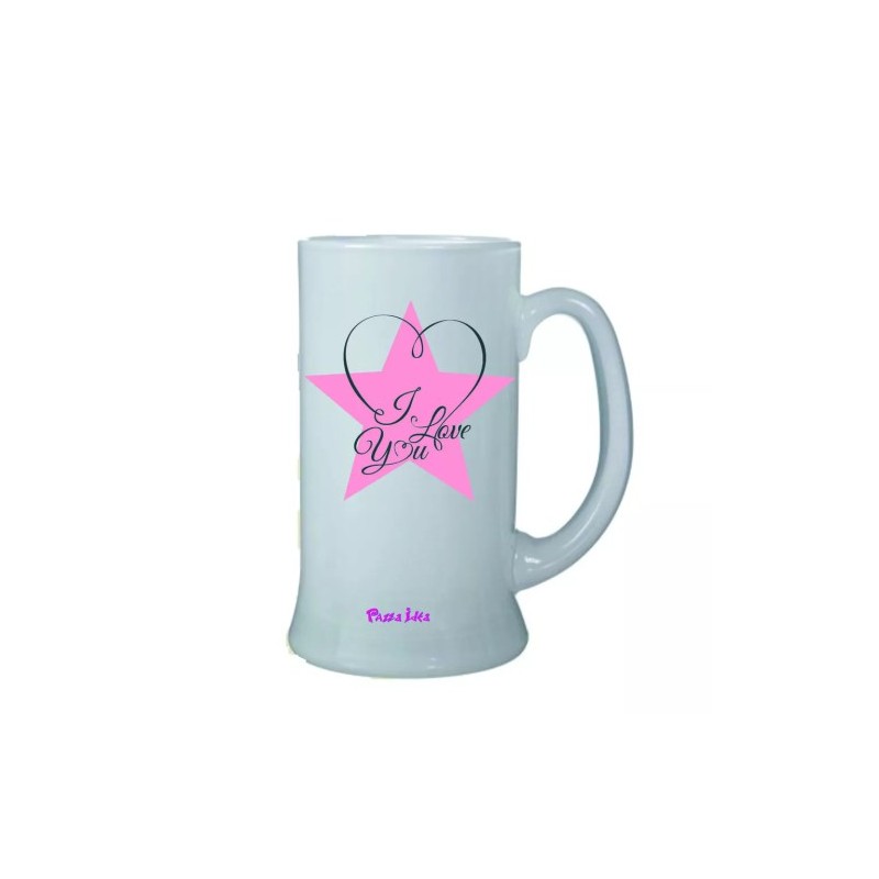 Boccale birra bicchiere scritta i love you stella idea regalo san valentino