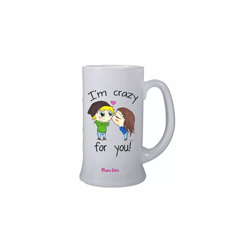 Boccale birra bicchiere scritta i'm crazy for you san valentino idea regalo