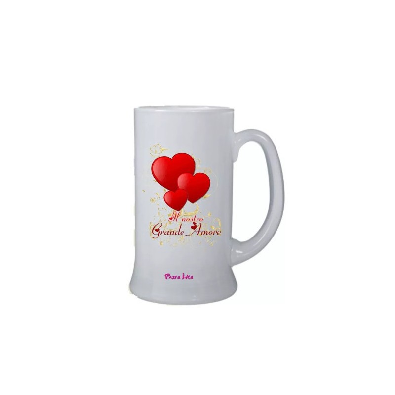 Boccale birra bicchiere scritta il nostro grande amore idea regalo san valentino