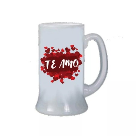 Boccale birra bicchiere scritta in spagnolo te amo san valentino amore