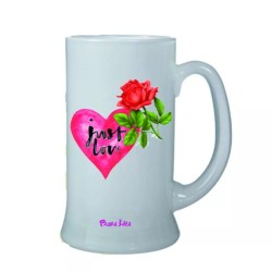 Boccale birra bicchiere scritta just love idea regalo san valentino cuore rosa