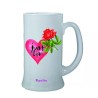 Boccale birra bicchiere scritta just love idea regalo san valentino cuore rosa