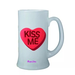 Boccale birra bicchiere scritta kiss me san valentino idea regalo cuore