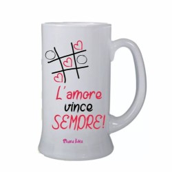 Boccale birra bicchiere scritta l'amore vince sempre san valentino regalo