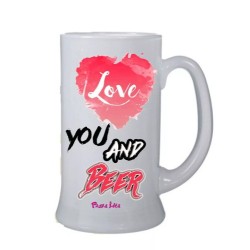 Boccale birra bicchiere scritta love you and beer idea regalo san valentino