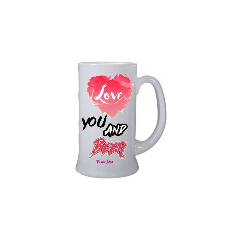 Boccale birra bicchiere scritta love you and beer idea regalo san valentino