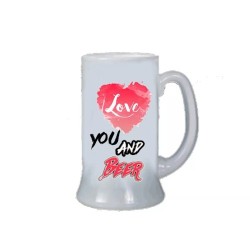 Boccale birra bicchiere scritta love you and beer idea regalo san valentino