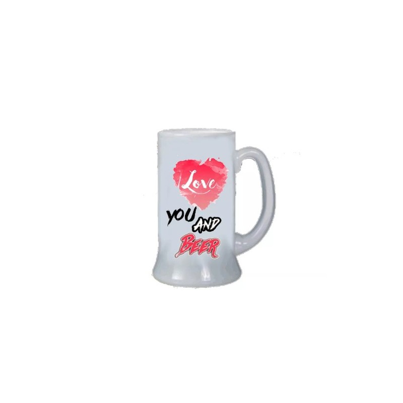 Boccale birra bicchiere scritta love you and beer idea regalo san valentino