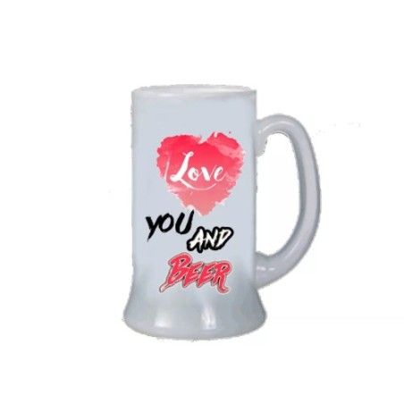 Boccale birra bicchiere scritta love you and beer idea regalo san valentino