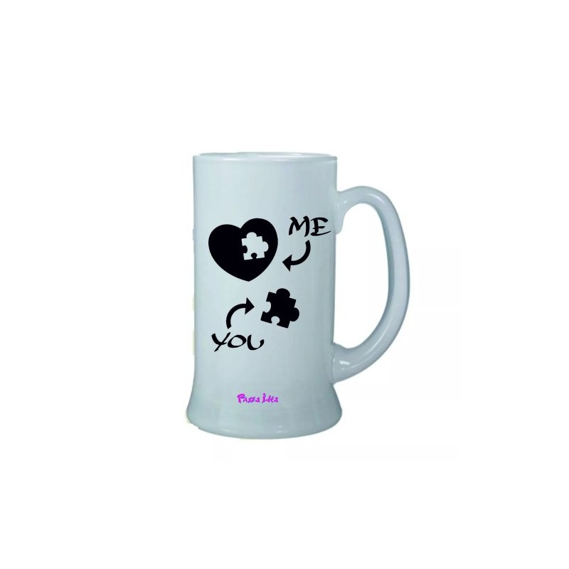 Boccale birra bicchiere scritta me you puzzle cuore san valentino idea regalo
