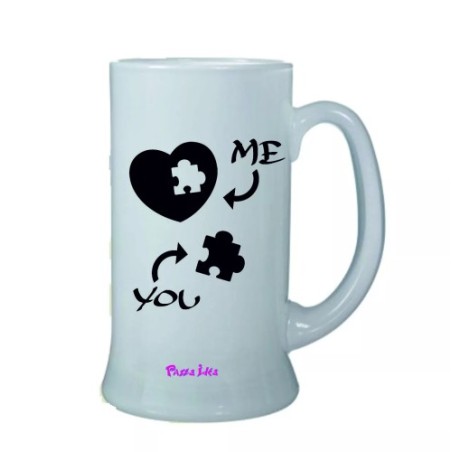 Boccale birra bicchiere scritta me you puzzle cuore san valentino idea regalo