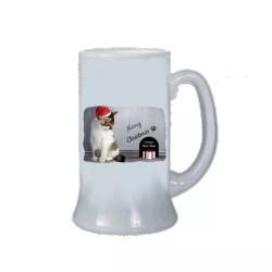 Boccale birra bicchiere scritta merry christmas gatto regalo natale uomo donna