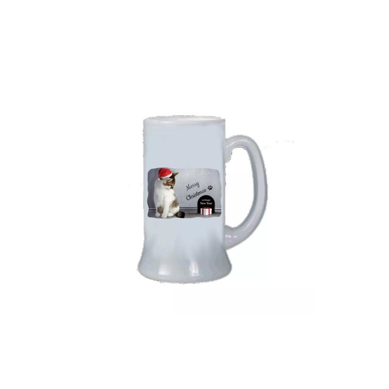 Boccale birra bicchiere scritta merry christmas gatto regalo natale uomo donna