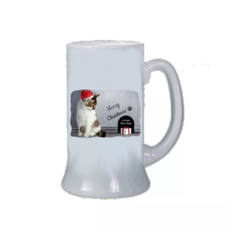 Boccale birra bicchiere scritta merry christmas gatto regalo natale uomo donna