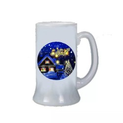 Boccale birra bicchiere scritta noel paesaggio regalo di natale uomo donna