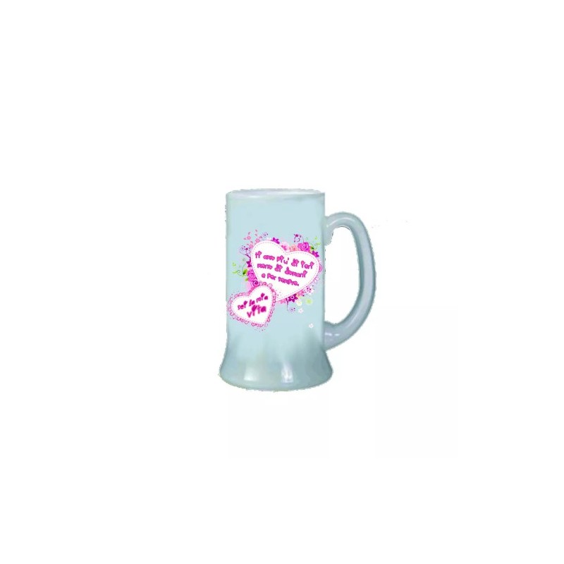 Boccale birra bicchiere scritta ti amo cuori rosa san valentino idea regalo