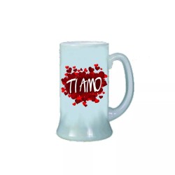 Boccale birra bicchiere scritta ti amo cuori san valentino regalo uomo donna