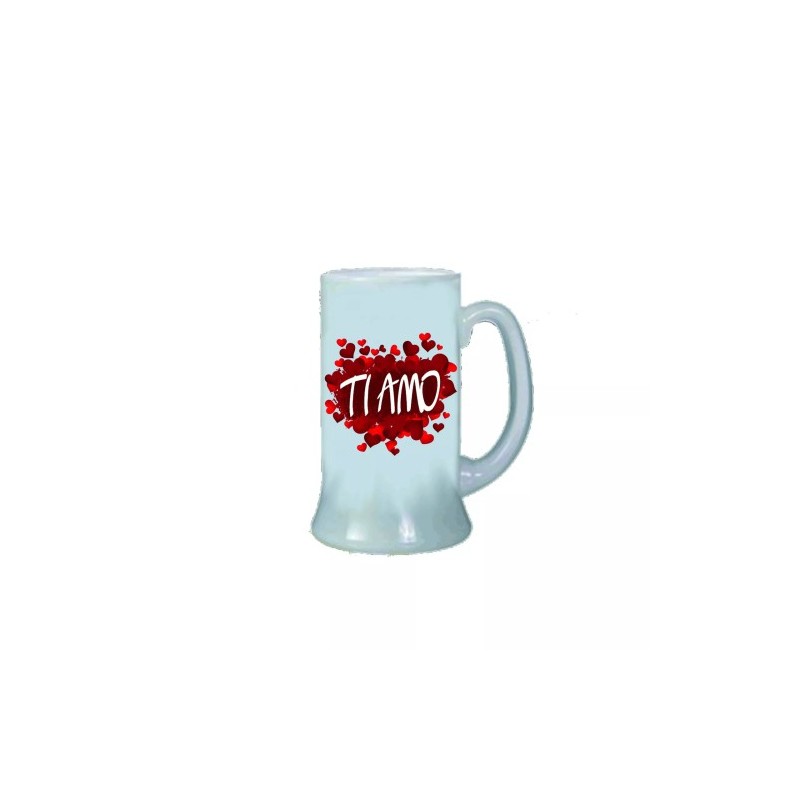 Boccale birra bicchiere scritta ti amo cuori san valentino regalo uomo donna