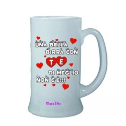 Boccale birra bicchiere scritta una bella birra con te idea regalo san valentino