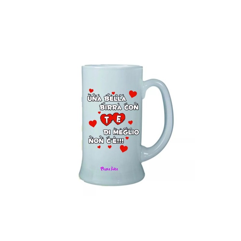 Boccale birra bicchiere scritta una bella birra con te idea regalo san valentino