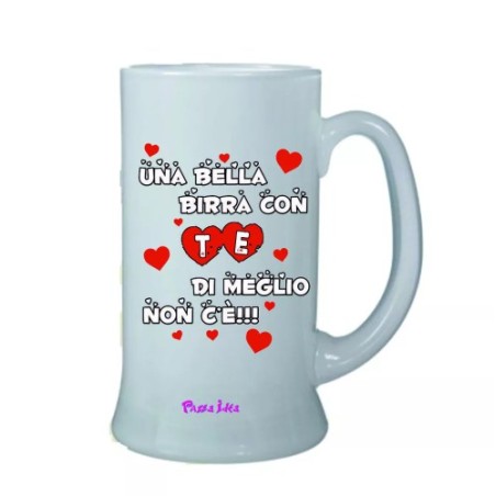 Boccale birra bicchiere scritta una bella birra con te idea regalo san valentino