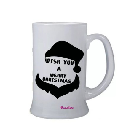 Boccale birra bicchiere scritta wish you a merry christmas idea regalo natale