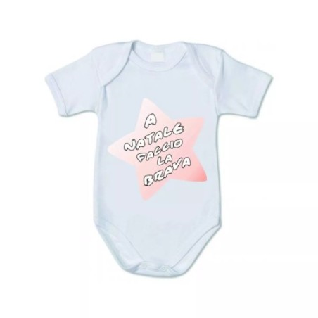 body bianco cotone bambina scritta a natale faccio la brava idea regalo