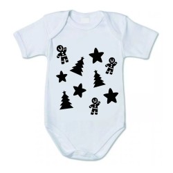 body bianco cotone bambino bambina disegno stelle albero idea regalo natale