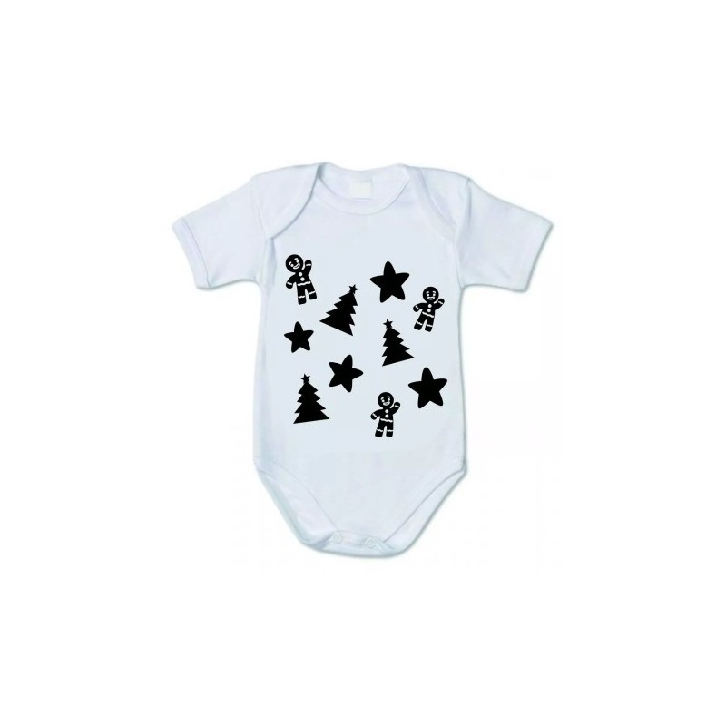body bianco cotone bambino bambina disegno stelle albero idea regalo natale
