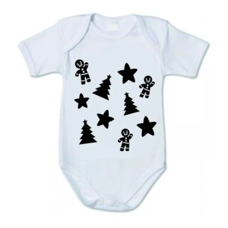 body bianco cotone bambino bambina disegno stelle albero idea regalo natale