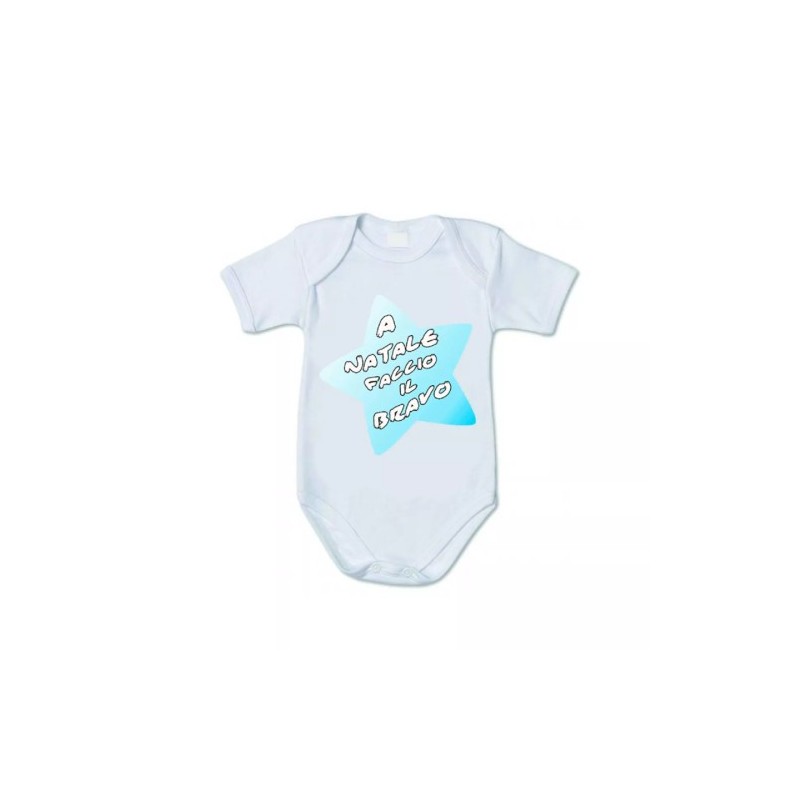 body bianco cotone bambino bambina scritta a natale faccio il bravo idea regalo