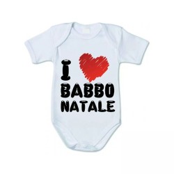 body bianco cotone bambino bambina scritta i love babbo natale idea regalo