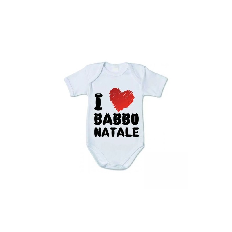 body bianco cotone bambino bambina scritta i love babbo natale idea regalo