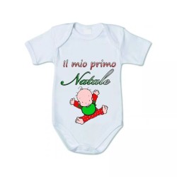 body bianco cotone bambino bambina scritta il mio primo natale idea regalo