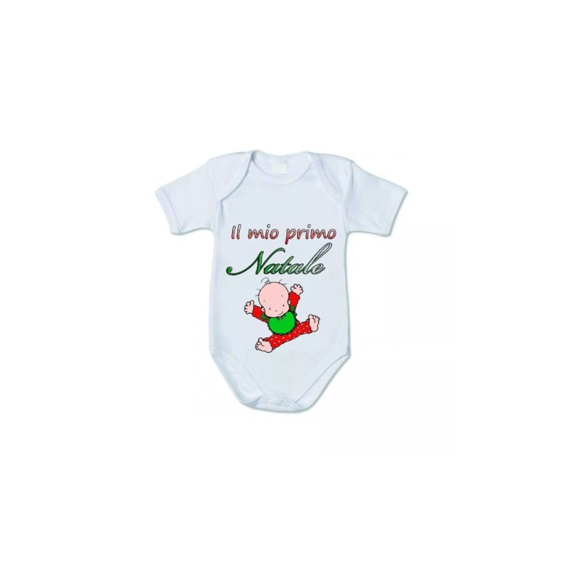 body bianco cotone bambino bambina scritta il mio primo natale idea regalo