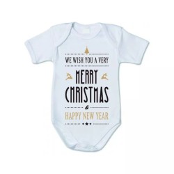 body bianco cotone bambino bambina scritta merry christmas happy new year