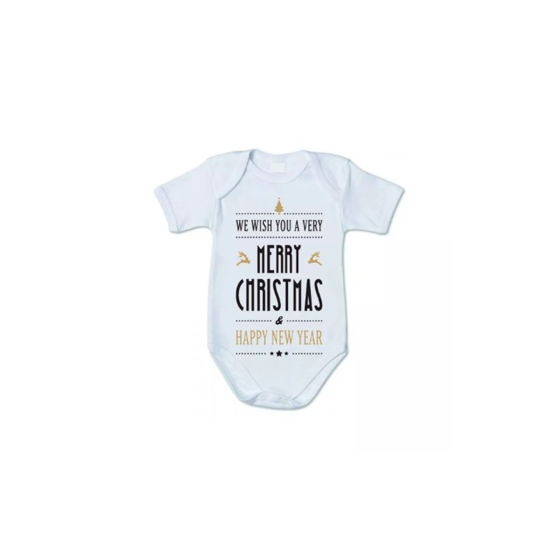 body bianco cotone bambino bambina scritta merry christmas happy new year