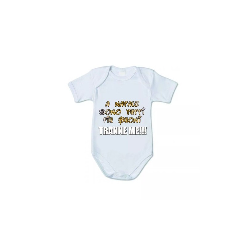 body bianco cotone bambino bambina scritta natale tutti buoni tranne io regalo