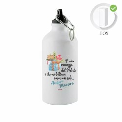 borraccia bottiglia alluminio 500 ml scritta auguri maestra natale regalo scuola
