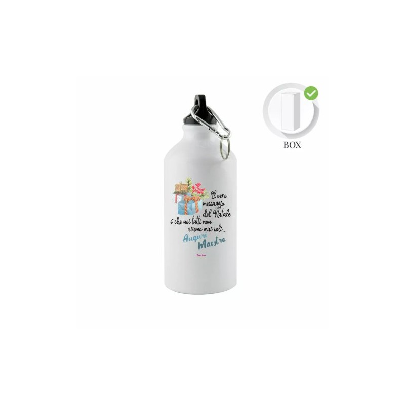 borraccia bottiglia alluminio 500 ml scritta auguri maestro natale regalo scuola