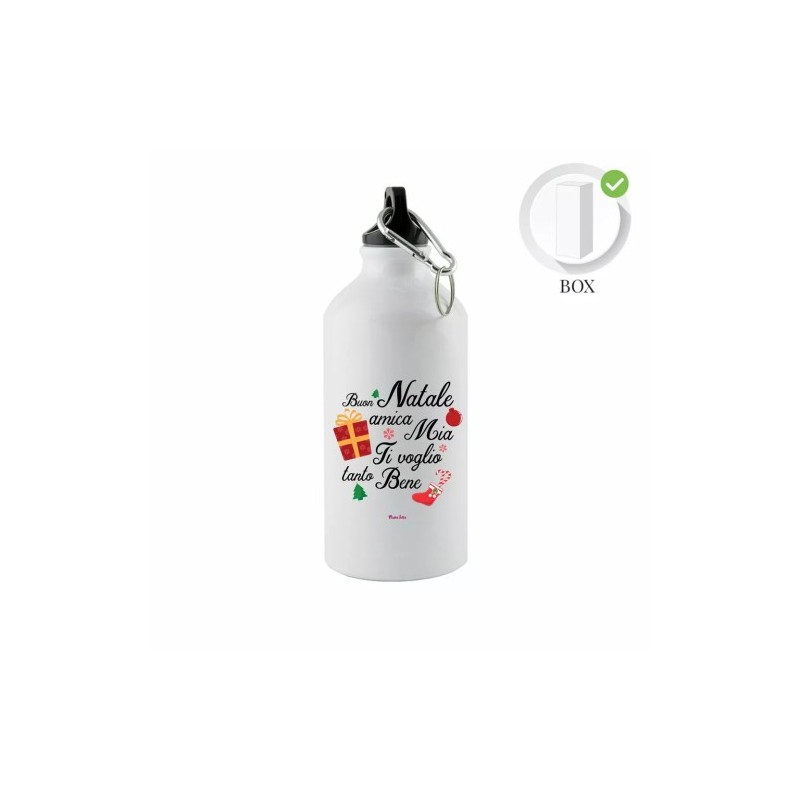 borraccia bottiglia alluminio 500 ml scritta buon natale amica mia natale regalo