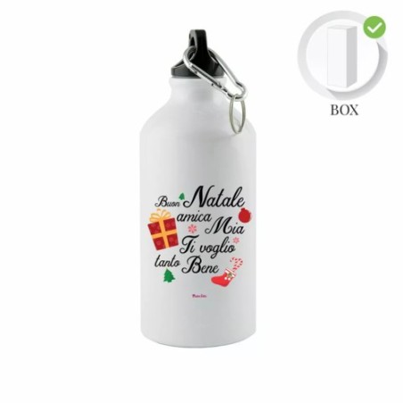 borraccia bottiglia alluminio 500 ml scritta buon natale amica mia natale regalo