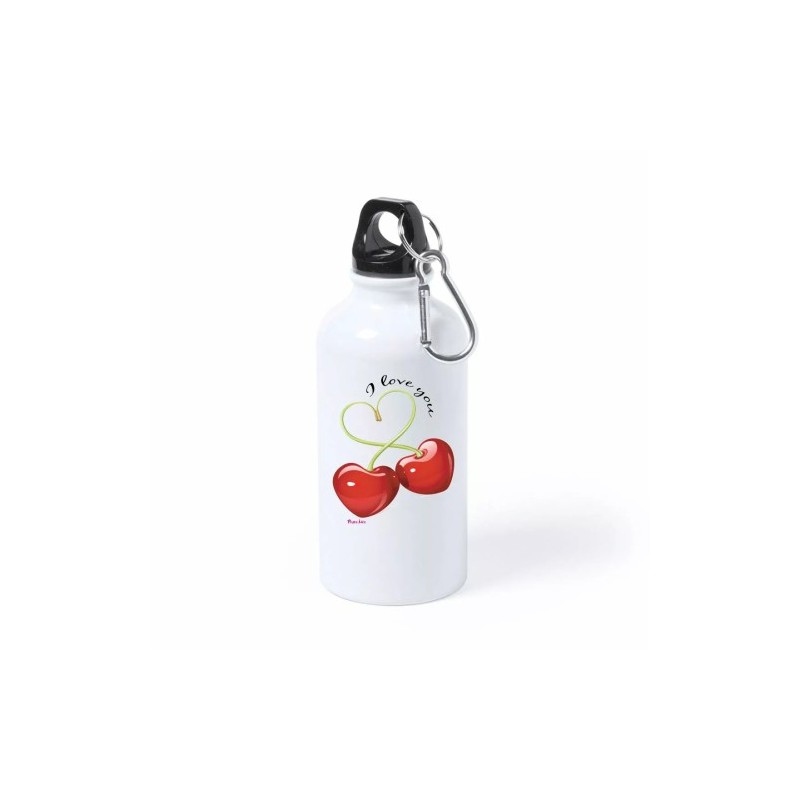 borraccia bottiglia alluminio 500 ml scritta i love you ciliege san valentino