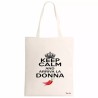 borsa ecru 34x39 scritta keep calm and arriva la donna regalo festa donna