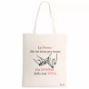 borsa ecru 34x39 scritta la donna che mi tiene per mano regalo festa donna