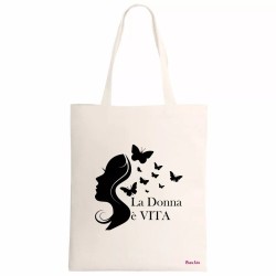 borsa ecru 34x39 scritta la donna e vita regalo festa donna compleanno