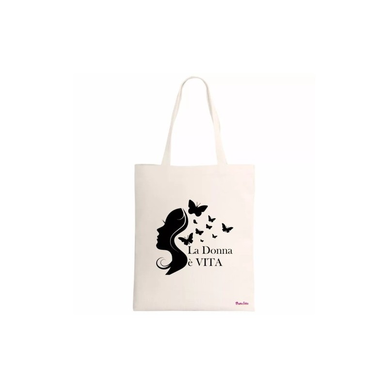 borsa ecru 34x39 scritta la donna e vita regalo festa donna compleanno