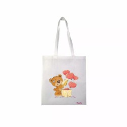 borsa spesa 36x40 disegno orsetto palloncini idea regalo festa innamorati amore