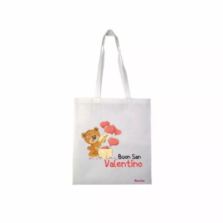 borsa spesa 36x40 disegno orsetto palloncini regalo festa innamorati amore